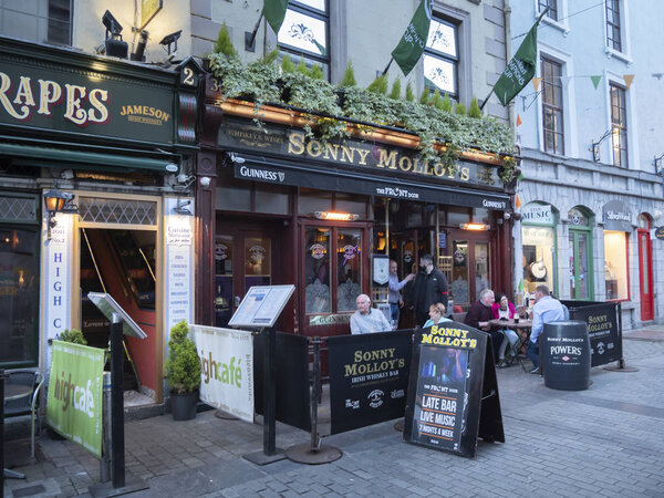 Pubs and restaurants in Galway Ireland - GALWAY CLADDAGH, IRELAND - MAY 11, 2019