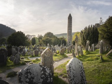 The famous ancient monasty of Glendalough in the Wicklow Mountains of Ireland - travel photography clipart