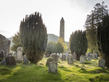 Ancient monasty in Glendalough Wicklow Mountains of Ireland - travel photography clipart