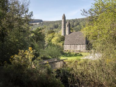 İrlanda Wicklow Dağları Glendalough ünlü antik monasty - seyahat fotoğrafçılığı