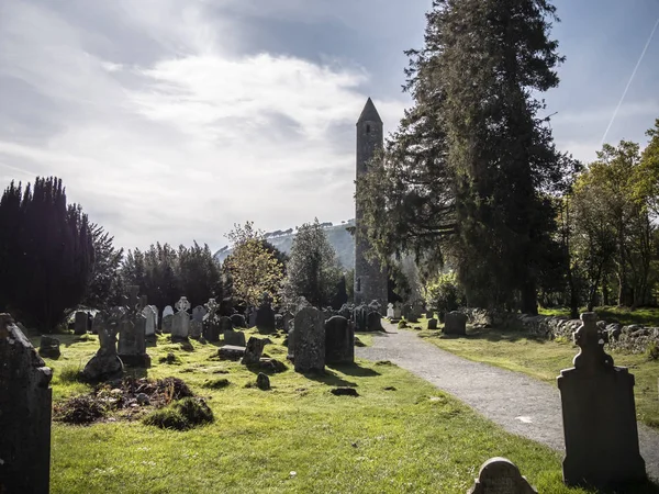 Famous Ancient Monasty Glendalough Wicklow Mountains Ireland Travel Photography — Stock Photo, Image