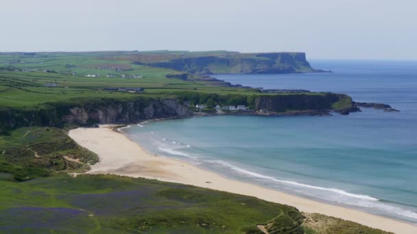 北爱尔兰的神奇堤道海岸在阳光明媚的日子 — 图库视频影像