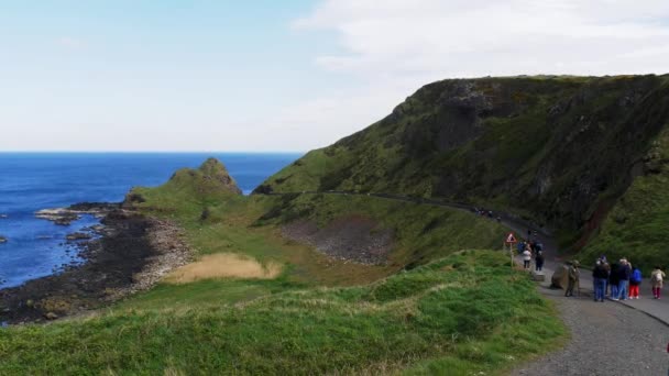 Giants Causeway Een Populaire Bezienswaardigheid Noord Ierland Reisfotografie — Stockvideo