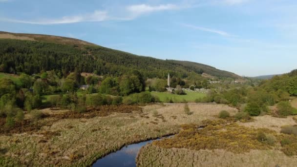 Antiga Monastia Glendalough Nas Montanhas Wicklow Irlanda — Vídeo de Stock