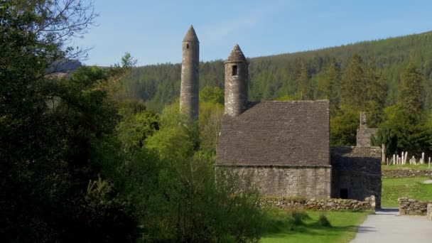 Monastia Antiga Glendalough Wicklow Mountains Ireland — Vídeo de Stock