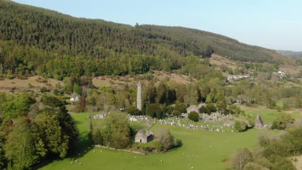 Glendalough Ősi Monostora Írországi Wicklow Hegységben — Stock videók