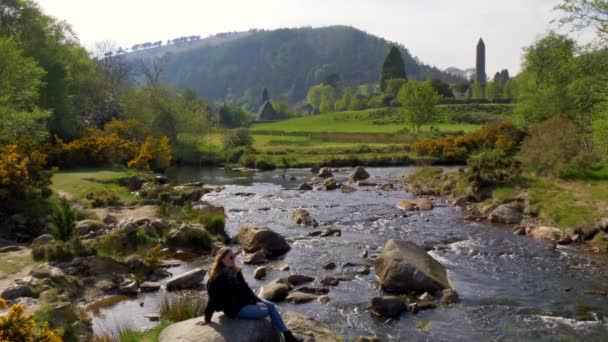 小溪艺术格伦达洛在威克洛山爱尔兰 — 图库视频影像