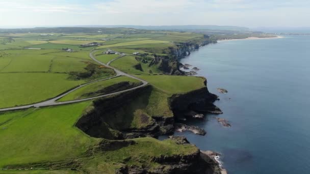 Marco Mais Famoso Irlanda Falésias Moher Drone Aéreo Filmagens Viagens — Vídeo de Stock