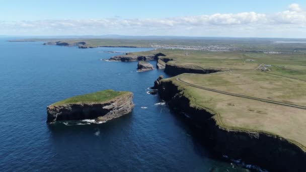 Rlanda Ünlü Moher Kayalıkları Üzerinde Havadan Görünümü — Stok video