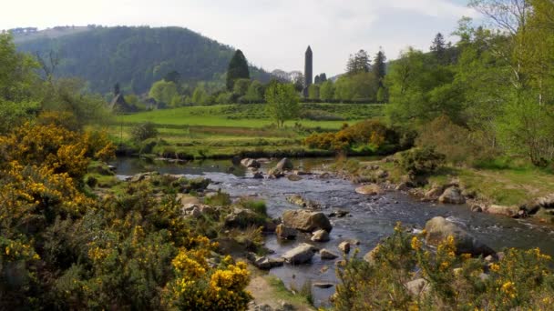 Wunderschöne Landschaft Von Glendalough Den Kornbergen Irlands — Stockvideo