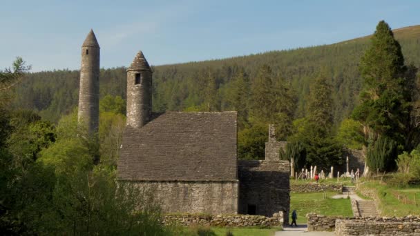 Glendalough Monasty Wicklow Hegység Írország Glendalough Írország Május 2019 — Stock videók