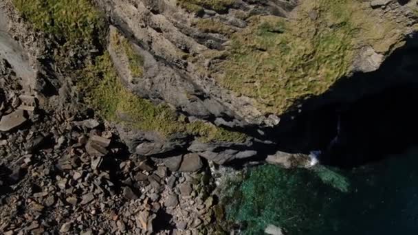 Voo Sobre Bela Costa Rochosa Malin Head Irlanda Filmagens Viagem — Vídeo de Stock