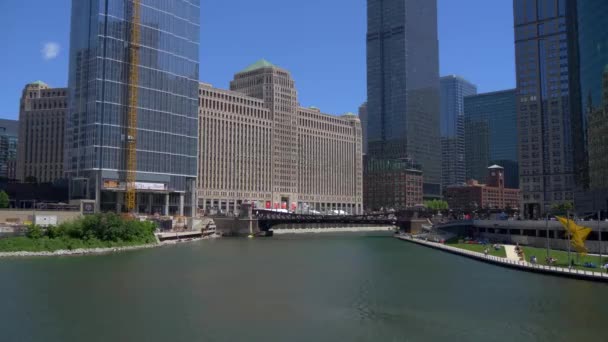 Чикаго Ривер Солнечный День Chicago Сша Июня 2019 — стоковое видео