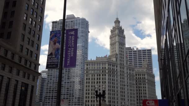 Chicago Daki Ünlü Wrigley Binası Chicago Abd Haziran 2019 — Stok video