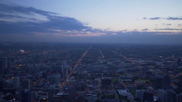 Chicago Góry Niesamowity Widok Lotu Ptaka Wieczorem — Wideo stockowe