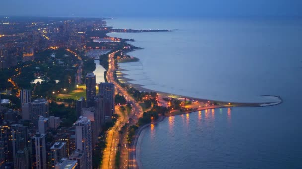 Chicago Amazing Aerial View Evening — Stock Video