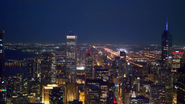 Chicago Amazing Aerial View Night Chicago Usa June 2019 — Stock Video