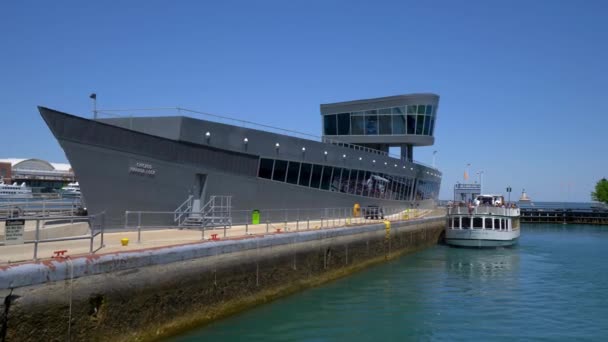 Chicago River Lock Bij Lake Michigan Chicago Verenigde Staten Juni — Stockvideo