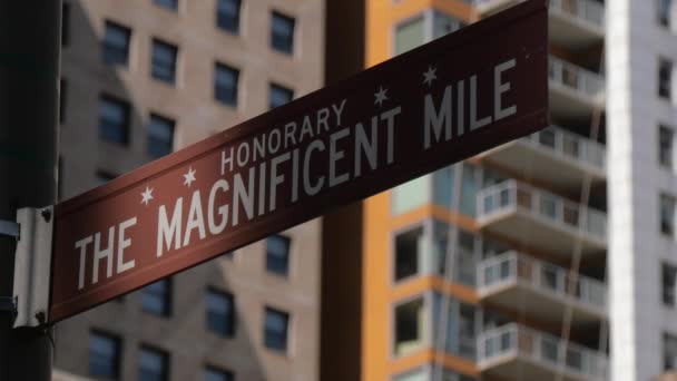 芝加哥的街道标志Magnificent Mile Chicago Usa June 2019 — 图库视频影像