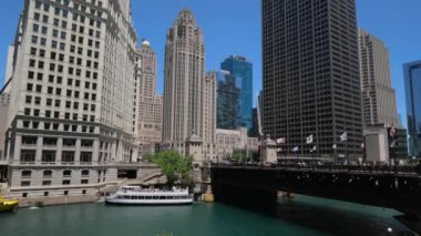 Chicago şehir merkezinin yüksek binaları - Chicago, ABD - 11 Haziran 2019