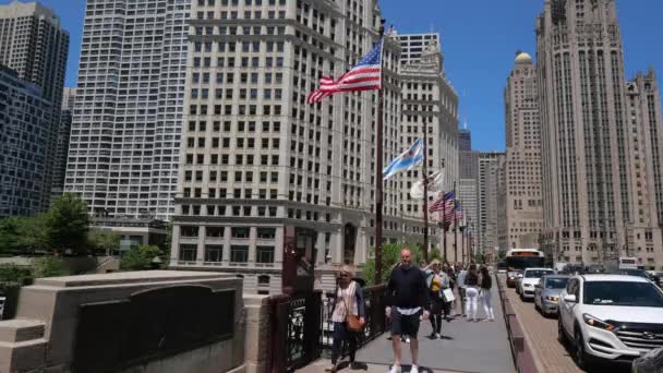 Dusable Bridge Magnificent Mile Chicago Chicago Usa Ιούνιος 2019 — Αρχείο Βίντεο