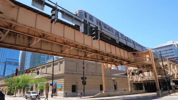 Trains Métro Dans Ville Chicago Chicago États Unis Juin 2019 — Video