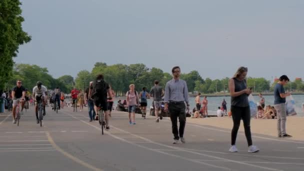 Praia Chicago Dia Quente Verão Chicago Eua Junho 2019 — Vídeo de Stock