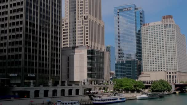 Lövtornet Vid Chicago River Chicago Usa Juni 2019 — Stockvideo