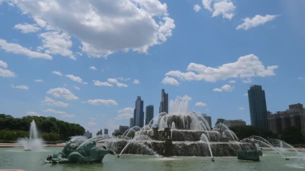 Chicago Grant Park Ünlü Buckingham Çeşmesi Seyahat Fotoğrafçılığı — Stok video