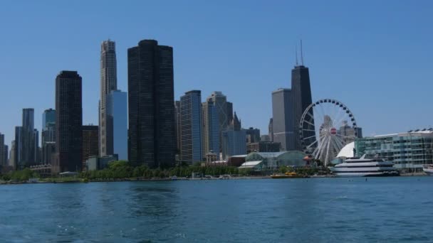 Chicago Navy Pier Ett Populärt Landmärke Vid Lake Michigan Chicago — Stockvideo