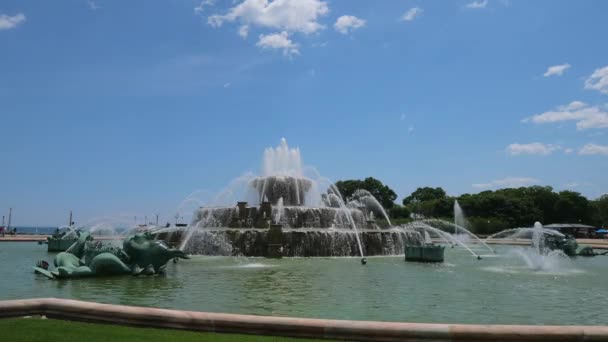 Chicago Grant Park Ünlü Buckingham Çeşmesi Seyahat Fotoğrafçılığı — Stok video