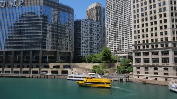 Архитектура Чикаго Ривер Чикаго Сша Июня 2019 — стоковое видео