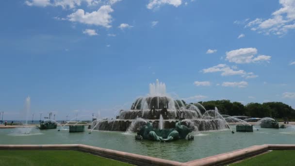 Chicago Grant Park Ünlü Buckingham Çeşmesi Seyahat Fotoğrafçılığı — Stok video