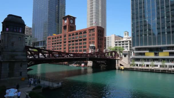 Chicago River Sunny Day Chicago Usa June 2019 — Stock Video