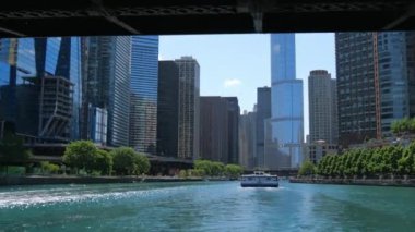 Chicago şehir merkezinin yüksek binaları - Chicago, ABD - 11 Haziran 2019