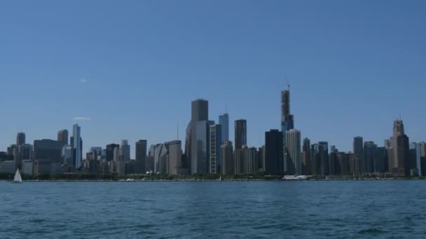 Skyline Van Chicago Uitzicht Vanaf Lake Michigan Reisfotografie — Stockvideo