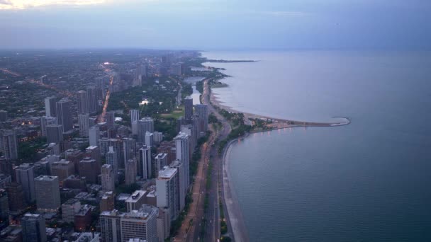 Chicago Cima Vista Aérea Incrível Noite Fotografia Viagem — Vídeo de Stock