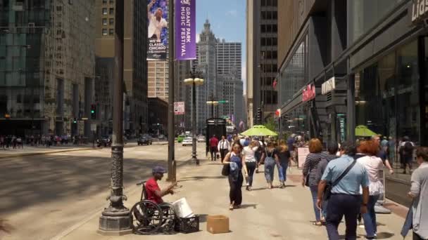 Músico Callejero Chicago Michigan Avenue Chicago Usa Junio 2019 — Vídeos de Stock