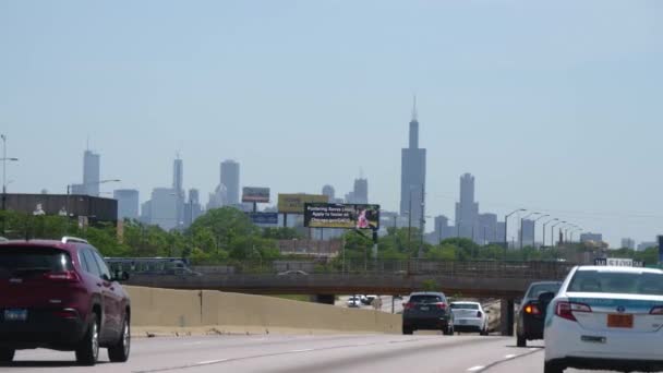 Driving Chicago Downtown View Skyline Chicago Usa June 2019 — Stock Video