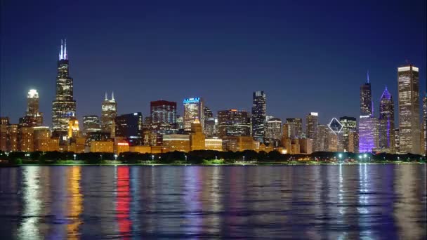 Atemberaubende Zeitraffer Aufnahme Der Skyline Chicagos Reisefotos — Stockvideo