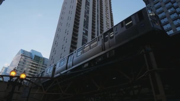 Trenes Metro Ciudad Chicago Chicago Estados Unidos Junio 2019 — Vídeo de stock