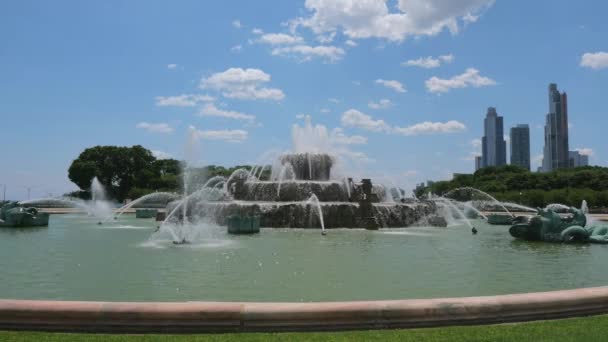 Slavná Buckinghamská Fontána Chicagu Grant Park Cestovní Fotografie — Stock video