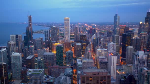 Chicago Van Bovenaf Verbazingwekkende Luchtfoto Avond — Stockvideo