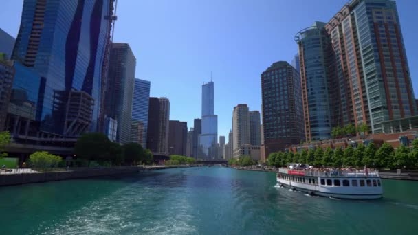 シカゴ川の建築 アメリカ シカゴ 2019年6月11日 — ストック動画