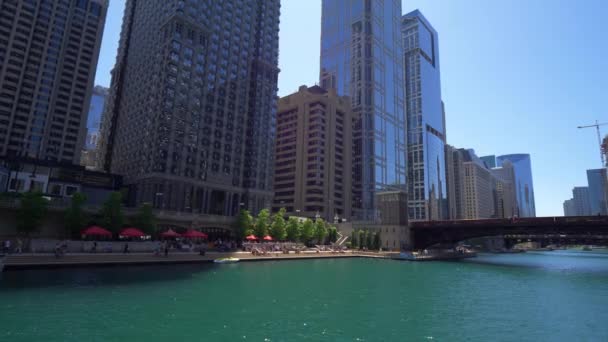 Chicago River Een Zonnige Dag Chicago Usa Juni 2019 — Stockvideo