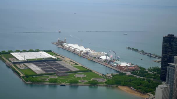 Aerial View Navy Pier Chicago Chicago Usa June 2019 — Stock Video