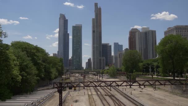 Перегляд Залізничних Треків Чикаго Подорожі Фотографії — стокове відео