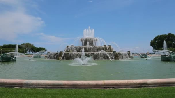 Slavná Buckinghamská Fontána Chicagu Grant Park Cestovní Fotografie — Stock video
