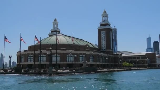 芝加哥海军码头 Chicago Navy Pier 是美国密歇根湖 芝加哥 2019年6月11日的一个著名地标 — 图库视频影像