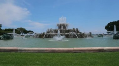 Chicago Grant Park'ta Ünlü Buckingham Çeşmesi - seyahat fotoğrafçılığı